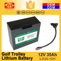 12V 30Ah Cycle Life >2000 cycles T-Bar Connector LiFePO4 Lithium Battery for Electric Golf Trolley / Cart Parts